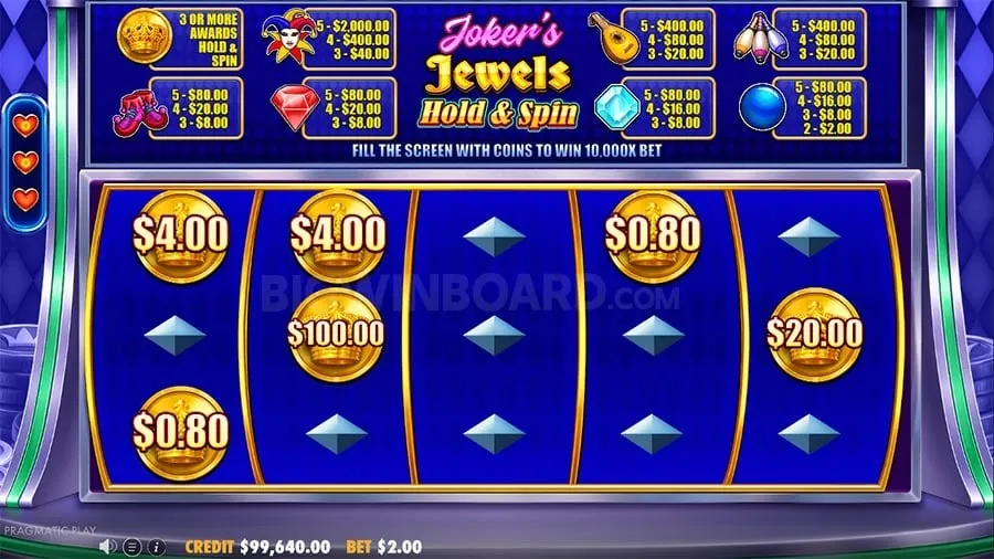 Diverse original slot machine interface with unique graphics